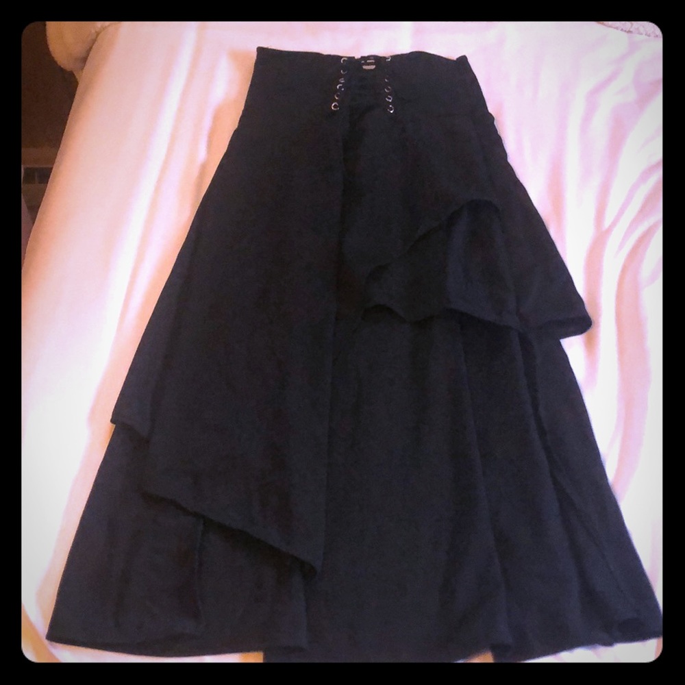 Black lace up skirt